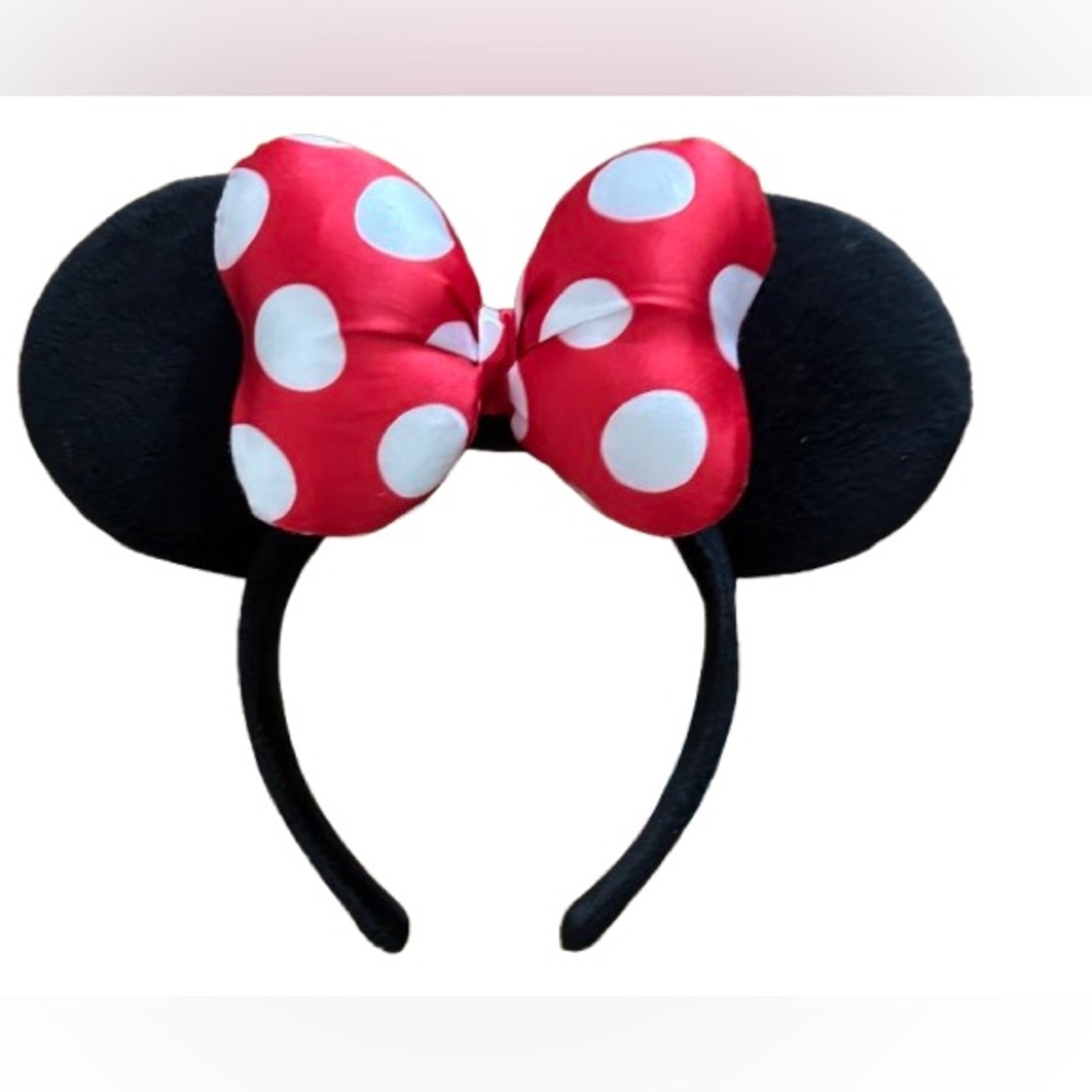 Disney Minnie Mouse Ear Red and White Polka Dot Bow Headband